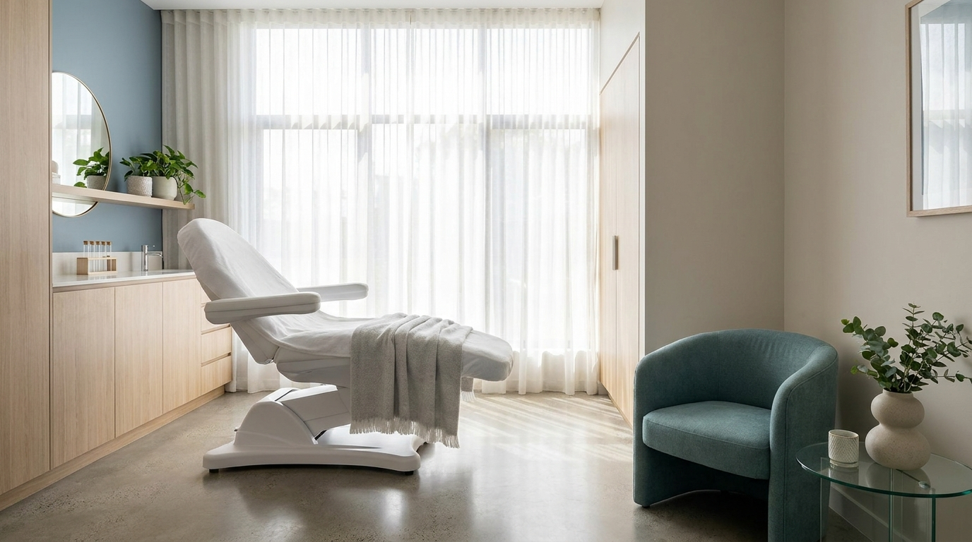 Sala de clínica estética moderna, marketing para clínicas estéticas