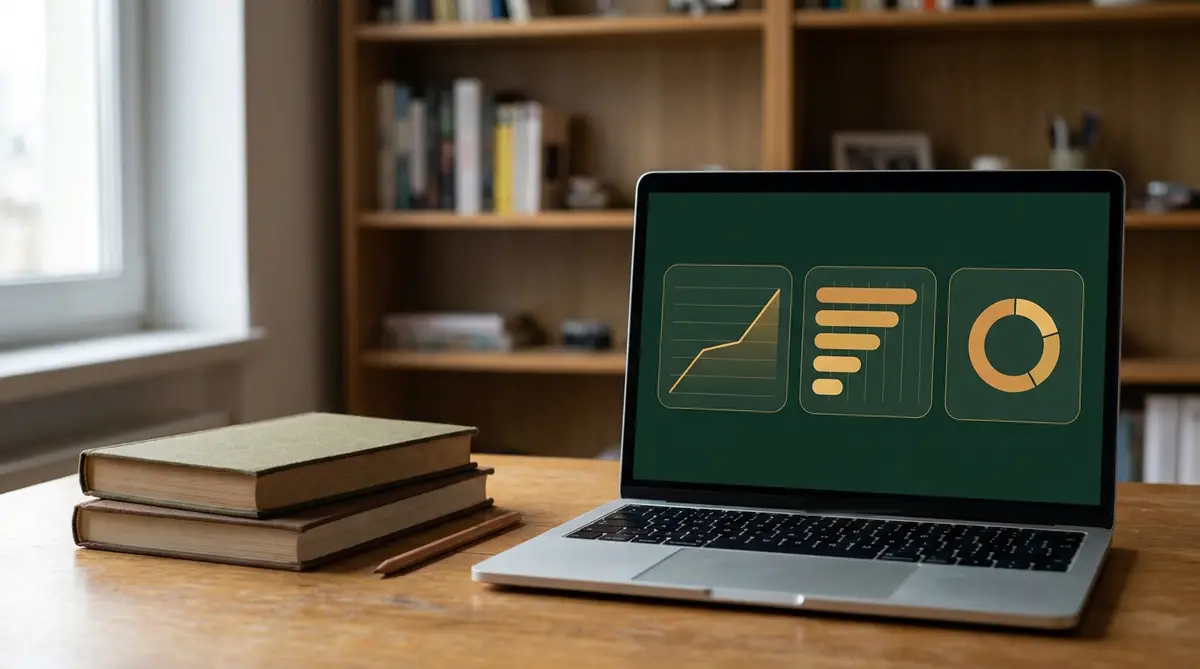 Tipos de SEO: panel con tres bloques de métricas en la pantalla de un portátil