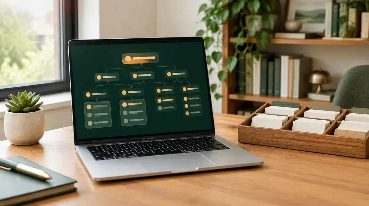 Portátil con un esquema en árbol que representa los datos estructurados de una página web